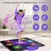 Music Dance Mat Toys Kids Wireless Bluetooth Light Up Electronic Dancing Pad with 6-Button Pad Multi-Mode Games Birthday Gifts for Girls Ages 3+
