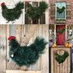 Christmas Rooster Plush Wreath,Christmas Decorations Front Door Decoration Artificial Garland