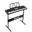 61 Key Electronic Keyboard Portable Standard Piano Music Instrument with Microphone Adjustable Stand Power Adapter Black