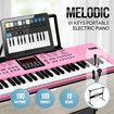 61 Key Electronic Keyboard Pink Standard Portable Piano Music Instrument with Adjustable Stand Microphone Power Adapter