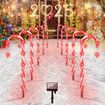 Large Panel 80 RED LED Solar Candy Cane Pathway Lights,Solar Christmas Lights Outdoor Decorations Waterproof IP65,8 Modes Candy Cane Lights (10 Pack)