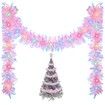 5M Christmas Lighted Garland Tree Decoration Prelit Tinsel Battery Operated 53 LED Christmas Multicolor for Xmas Home(Pink)