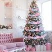 5M Christmas Lighted Garland Tree Decoration Prelit Tinsel Battery Operated 53 LED Christmas Multicolor for Xmas Home(Pink)