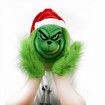 Grinch Christmas Mask with Red Hat and Glove, Costume Christmas Holiday Party Costume Props