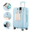 28 Inch Carry On Luggage Travel Suitcase Lightweight Hard Bag Cabin Rolling Trolley Checked TSA Lock Front Hook Pale Blue