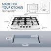 Maxkon Gas Cooktop 60cm 4 Burners Cooker Stove Top Cook Hob Stovetop Stainless Steel Surface NG LPG Auto Pulse Ignition Metal Knobs