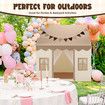 Kids Play Tent Playhouse Childrens Playroom Princess Castle Indoor Outdoor House Activity Centre Toy Gift with Mat Star Lights Banner Door Windows