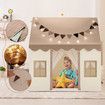 Kids Play Tent Playhouse Childrens Playroom Princess Castle Indoor Outdoor House Activity Centre Toy Gift with Mat Star Lights Banner Door Windows
