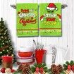 Merry Christmas Kitchen Dish Towel Set of 2, Grinch Christmas Hand Drying Baking Cooking Cloth, Winter Holiday Xmas Decor Home Decorations