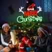 Merry Christmas Neon Sign for Bedroom Wall Decor, LED Light Christmas Signs Indoor Decor, Acrylic Board Neon Signs for Wall Decor