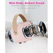 Karaoke Machine Mini Portable Bluetooth Speaker 2 Wireless Microphones Stereo Sound Bass Enhanced Pink Gift Kids Party Fun Age 3+