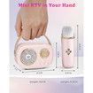 Karaoke Machine Mini Portable Bluetooth Speaker 2 Wireless Microphones Stereo Sound Bass Enhanced Pink Gift Kids Party Fun Age 3+