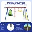 Kids Swing Set Seesaw Basketball Hoop Football Soccer Goal Tent Ladder Trapeze Bar Climbing Saucer 6in1 Child Outdoor Playground Activity Centre