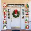 Merry Christmas Banner Hanging, 10 Cards Christmas Door Sign with Santa, Snowman Images, Xmas Porch Door Sign Welcome Banner for Home Winter Xmas, B
