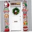 Merry Christmas Banner Hanging, 10 Cards Christmas Door Sign with Santa, Snowman Images, Xmas Porch Door Sign Welcome Banner for Home Winter Xmas, A