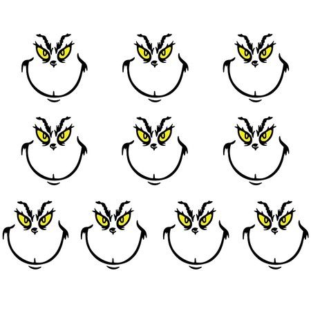20 PCS Christmas Decorations Stickers, Yellow and Green Eyes Face Decals for Ornaments, Waterproof Vinyl Sticker for The Home, Christmas Balls