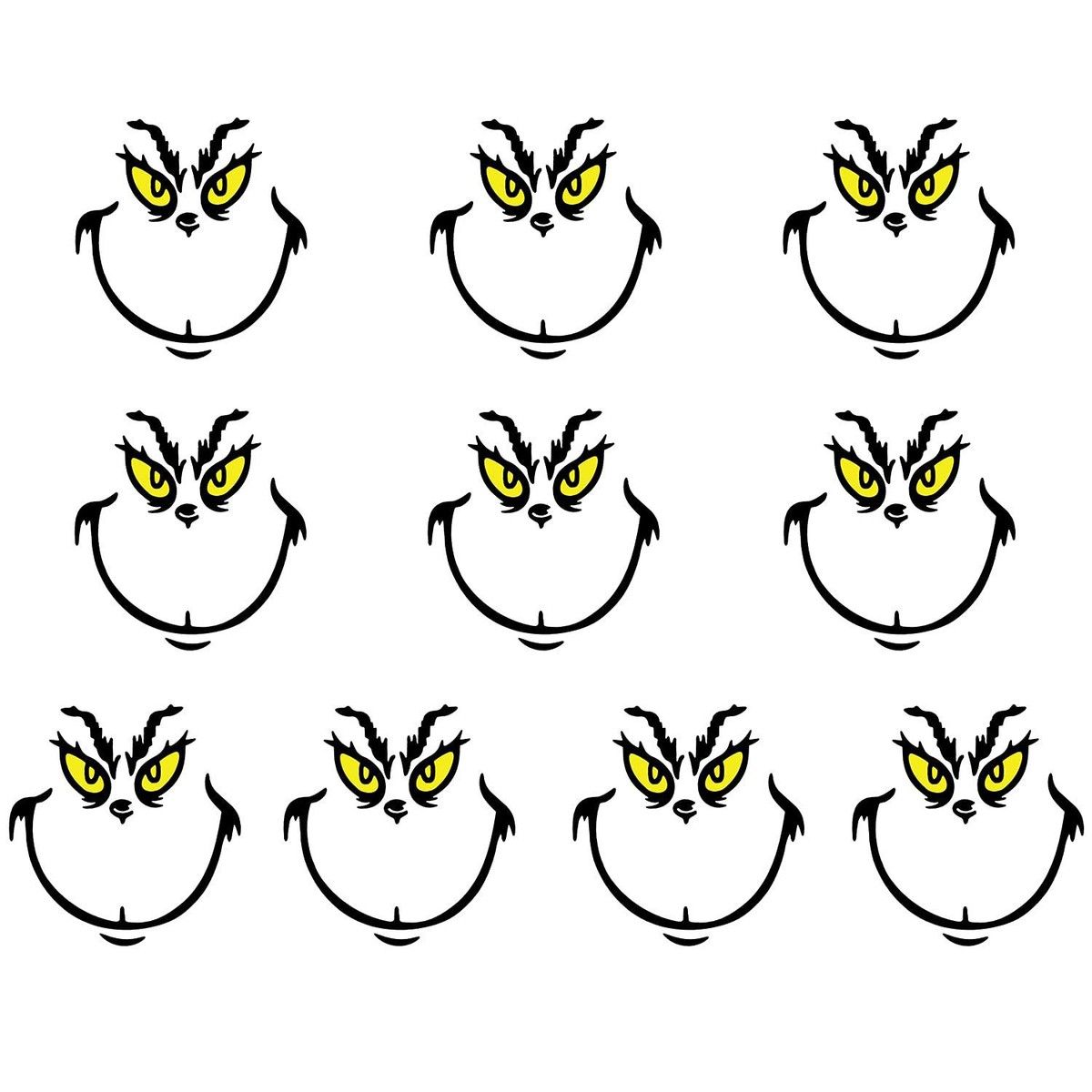 20 PCS Christmas Decorations Stickers, Yellow and Green Eyes Face Decals for Ornaments, Waterproof Vinyl Sticker for The Home, Christmas Balls