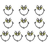 20 PCS Christmas Decorations Stickers, Yellow and Green Eyes Face Decals for Ornaments, Waterproof Vinyl Sticker for The Home, Christmas Balls