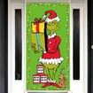 Merry Christmas Door Cover Christmas Green Elf Decoration Winter Holiday Birthday Party Backdrop Door Hanging Banner