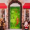 Merry Christmas Door Cover Christmas Green Elf Decoration Winter Holiday Birthday Party Backdrop Door Hanging Banner