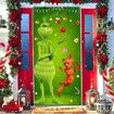Merry Christmas Door Cover Christmas Green Elf Decoration Winter Holiday Birthday Party Backdrop Door Hanging Banner