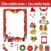 Christmas Photo Booth Props Kit,20PCS Photo Props with Large Photo Frame Funny Selfie Props Christmas Decorations Christmas Party Supplies