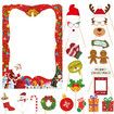 Christmas Photo Booth Props Kit,20PCS Photo Props with Large Photo Frame Funny Selfie Props Christmas Decorations Christmas Party Supplies