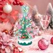 900 Pieces Green Christmas Tree Building Set,Music Box with LED Lights,Rotating Xmas Ornaments-Green
