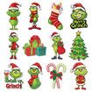12Pcs Grinch Cartoon Elf Christmas Tree Hanging Ornaments For Christmas Party Decoration