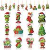 12Pcs Grinch Cartoon Elf Christmas Tree Hanging Ornaments For Christmas Party Decoration