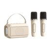 Mini Karaoke Machine for Kids, Portable Bluetooth Speaker, with 2PCS Wireless Microphones, Microphone Toys, for Girls and Boys Birthday Gift (Beige)