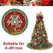 48 inches Snowflake Dog Gifts Xmas Tree Skirt, Green Buffalo Plaid Check Rustic Large Home Decoration New Year Party Decor