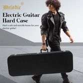 Melodic Electric Guitar Case Rectangular Wooden Hardshell Strat Tele Ibanez 39 Inch Standard Storage Gig Bag with Soft Padding Lock Latch Black