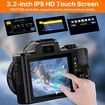 5K Digital Camera 5X Optical Zoom Cameras,64MP Front and Rear Dual Cameras and 3.2In Touch Screen,6-Axis Stabilization Vlogging Camera,64G TF Card