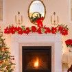3m 20LED Christmas Garland Artificial Flower String Lights Battery POWER Gold Berries Pine Cone Indoor Outdoor Fireplace Decor