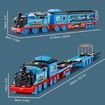 Transport Train with Ejection Race Track, Collapsible Transporter with Random 6 Race Cars Toys for Kids, Early Educational Toys