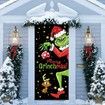 Grinch Door Cover Decorations for Christmas, Holiday Backdrop Banner for Front Door, Outdoor and Indoor Winter Party Decor, 90 x 180 cm