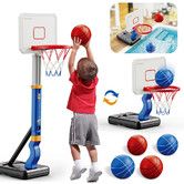 Adjustable Basketball Hoop Mini Indoor Outdoor Play Poolside 4 Basketballs 70-130cm Children Ages 3+ Sports Activity Equipment