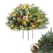 Prelit Planter Bushes,2025 Holiday Planter Filler,Prelit Planter Bushes Christmas,Topsworth Prelit Planter Bushes with Led Lights & Red Berries (White 1pc)