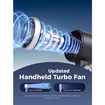 Portable Handheld Turbo Fan,5 Gear Wind,Battery Operated,Up to 12 Working Hours,3 IN 1 Hand Fan with Air Turbo Tech Cooling Fan (Black)