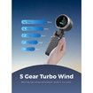 Portable Handheld Turbo Fan,5 Gear Wind,Battery Operated,Up to 12 Working Hours,3 IN 1 Hand Fan with Air Turbo Tech Cooling Fan (Black)
