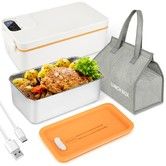 Cordless Electric Lunch Box Food Heater,Battery Powered Heated Lunch Box Food Warmer,Adjustable Heating Warming Time (White)