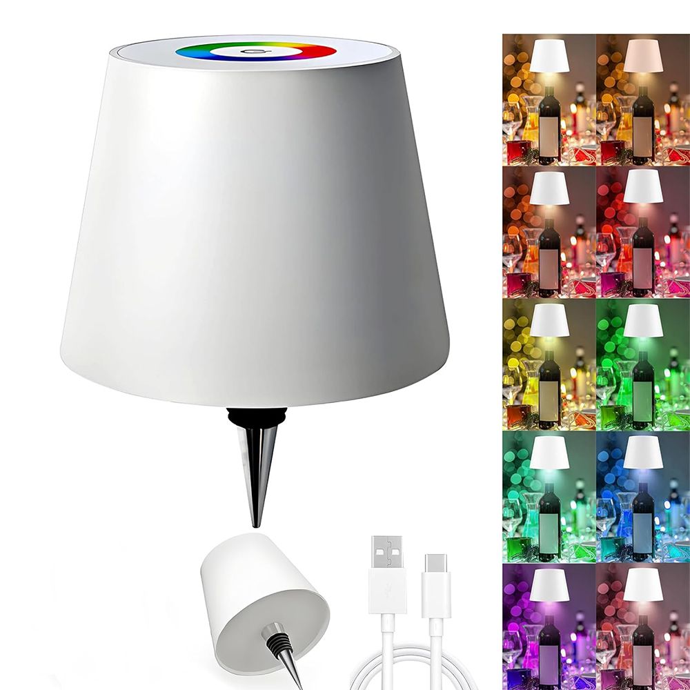 RGB Wireless Bottle Lamp,Wine Bottle Lights, 16 Million Colors Stepless Dimming Bottle Lamp Shade, for Decorating Living Rooms, Parties, Bars, White