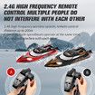 RC Racing Boat Toy, High Speed Electronic Remote Control Boat for Kids,35KM/H with Night Light (Red)