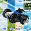 Amphibious Remote Control Car with Self-Priming Water Spray and 360 Degree Stunt Rotation for Pool & Land Play-Blue