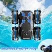 Amphibious Remote Control Car with Self-Priming Water Spray and 360 Degree Stunt Rotation for Pool & Land Play-Blue