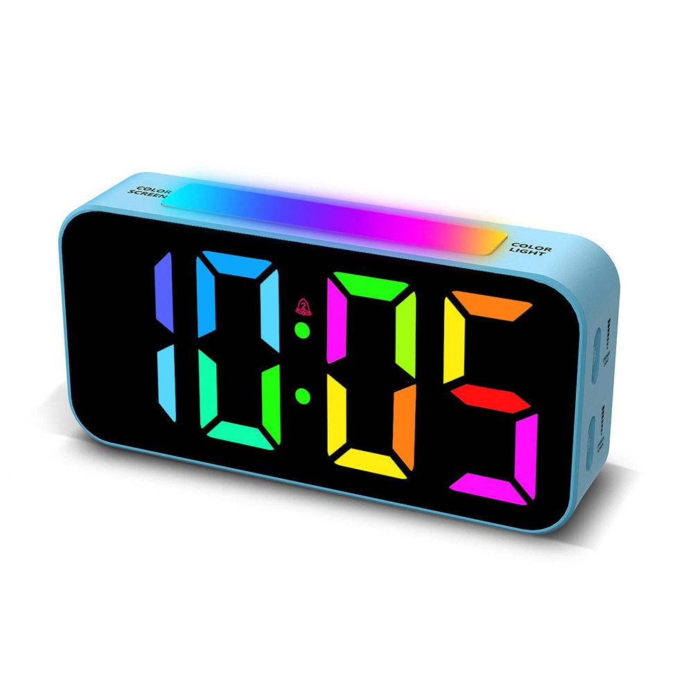 Digital Clock with Night Light, Large Display, Dual Alarm, Snooze, Dimmable Bedside Alarm Clock for Kids Teens Boys Girls (Blue)