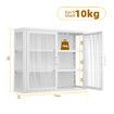 Glass Display Cabinet Wall Mounted Metal Bathroom Kitchen Pantry Cupboard Storage Case Bookshelf Shelving Unit Furniture 3 Tier Organiser
