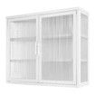 Glass Display Cabinet Wall Mounted Metal Bathroom Kitchen Pantry Cupboard Storage Case Bookshelf Shelving Unit Furniture 3 Tier Organiser