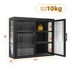 Glass Wall Cabinet Shelving Unit Metal Kitchen Cupboard Bathroom Medicine Storage Shelves Organiser 2 Door 3 Tier Display Book Case Shelf Furniture
